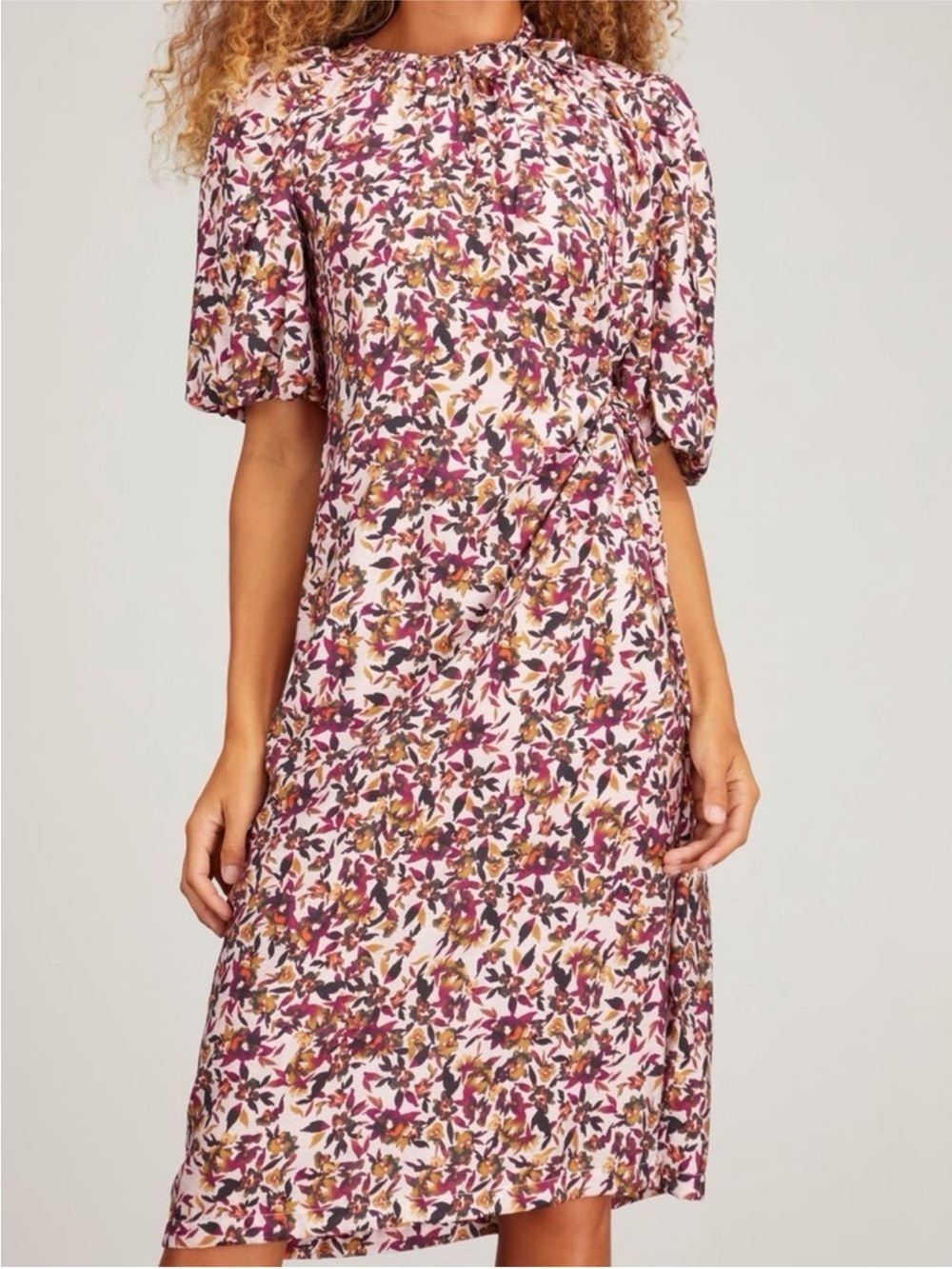 Munthe Alarisa Dress Women’s Size 8 Midi Side Cut Out Relaxed Fit Floral BB